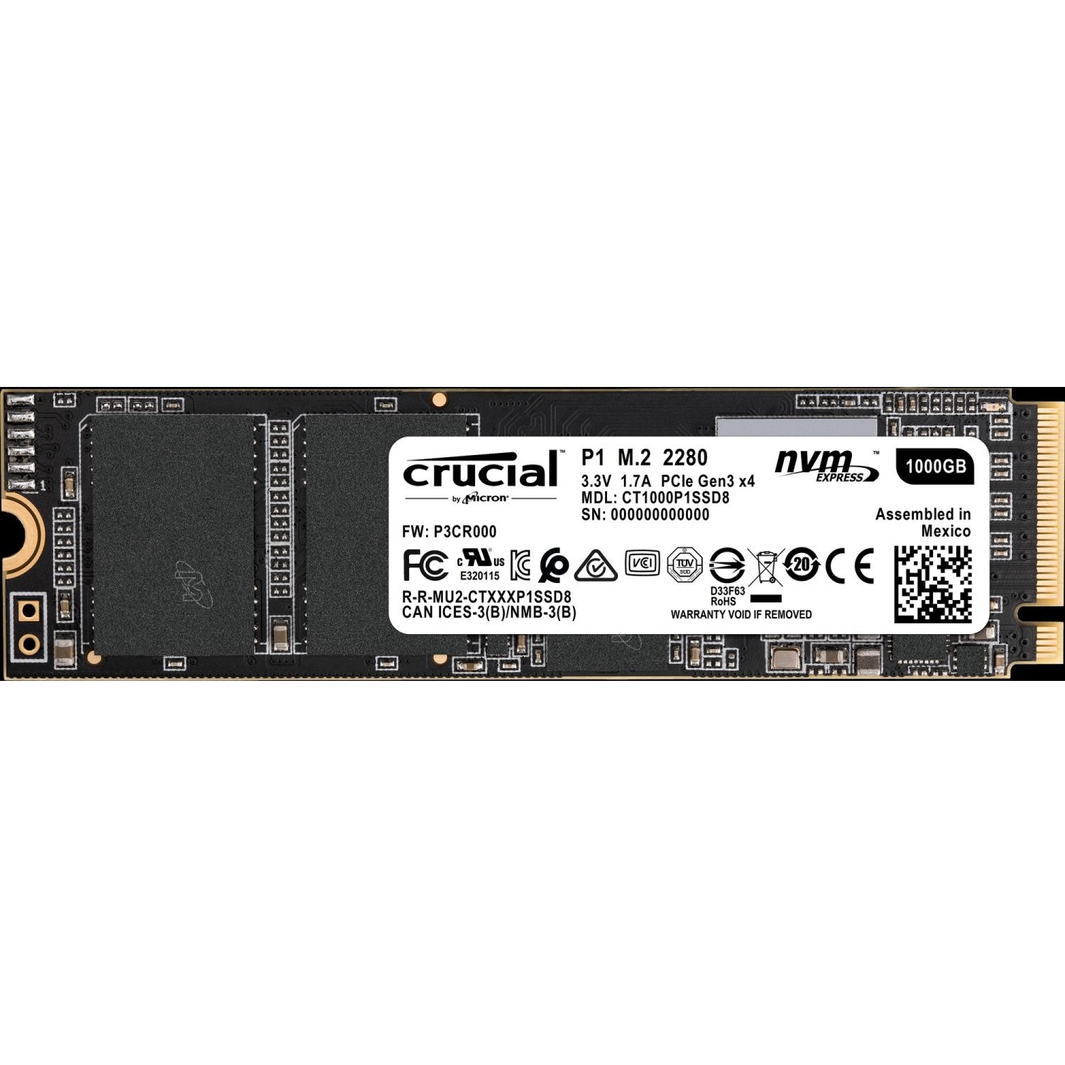 Crucial 1 TB Solid State Drive - M.2 2280 Internal - PCI Express
